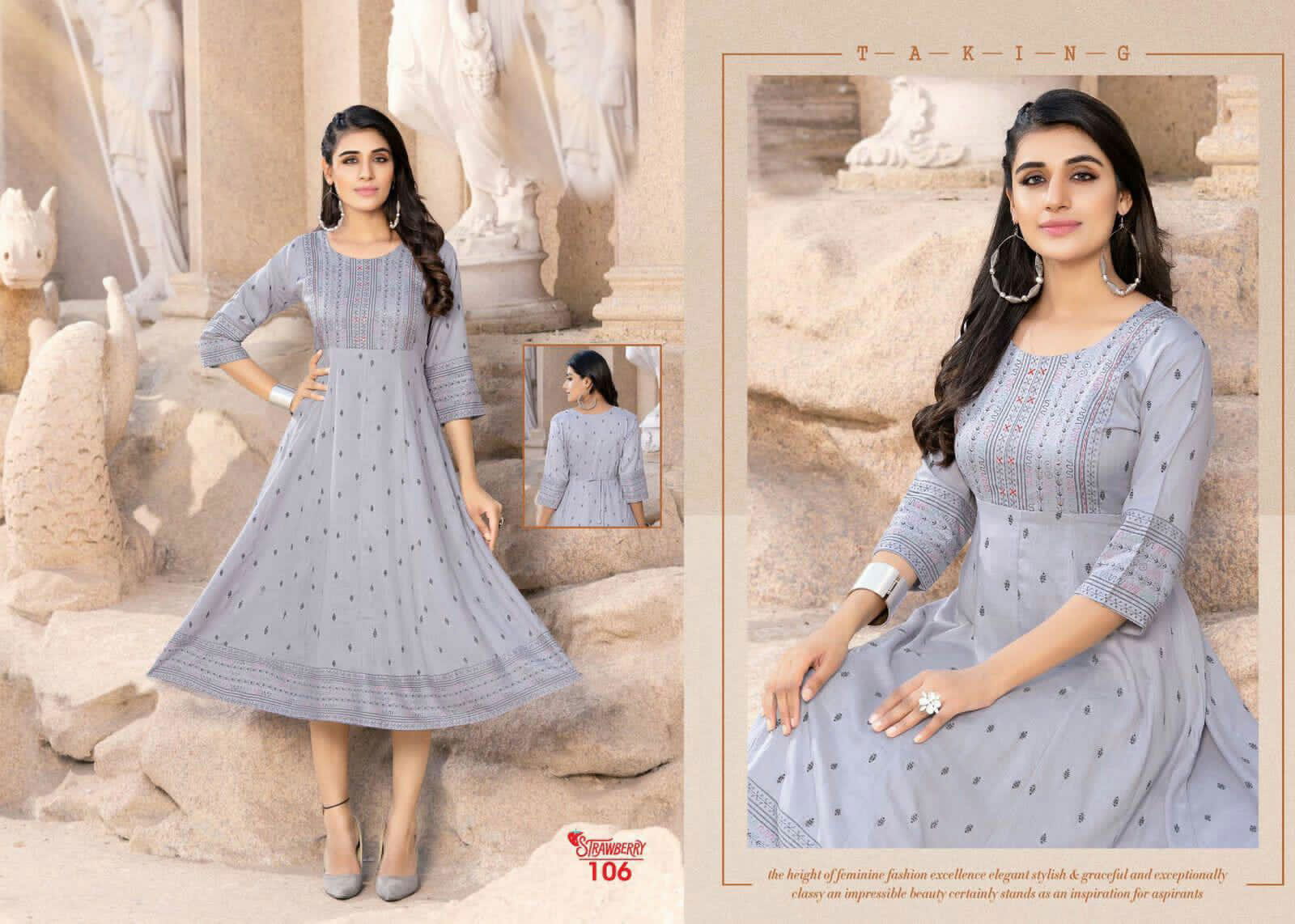 Golden Strawberry 1 Heavy Rayon Designer fancy Wear Designer Kurti Collection